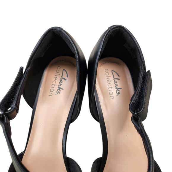 CLARKS BLACK MARY JANE HEELS SZ 10 COMFORT WORK CHUNKY STRAPPY HOLIDAY DATE - Picture 7 of 11